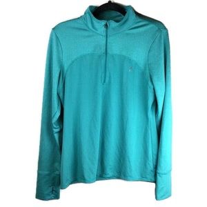 Head 1/4 Zip Herringbone Thumbhole Cuff Athletic Teal Pullover Size Large